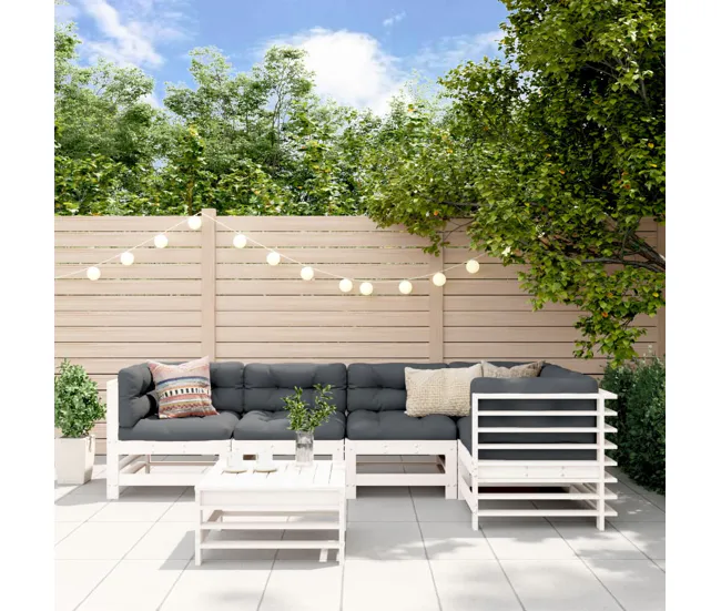 Juego de muebles de jardín 6 piezas madera de pino impregnada para Terraza y Piscina