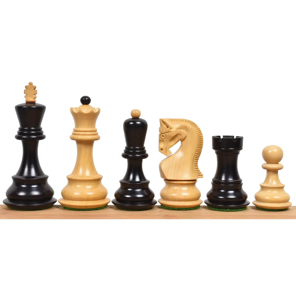 3.9" ligeramente imperfecto Juego de Ajedrez Ruso Serie Zagreb 59 - Sólo piezas de ajedrez - Madera ebonizada contrapesada