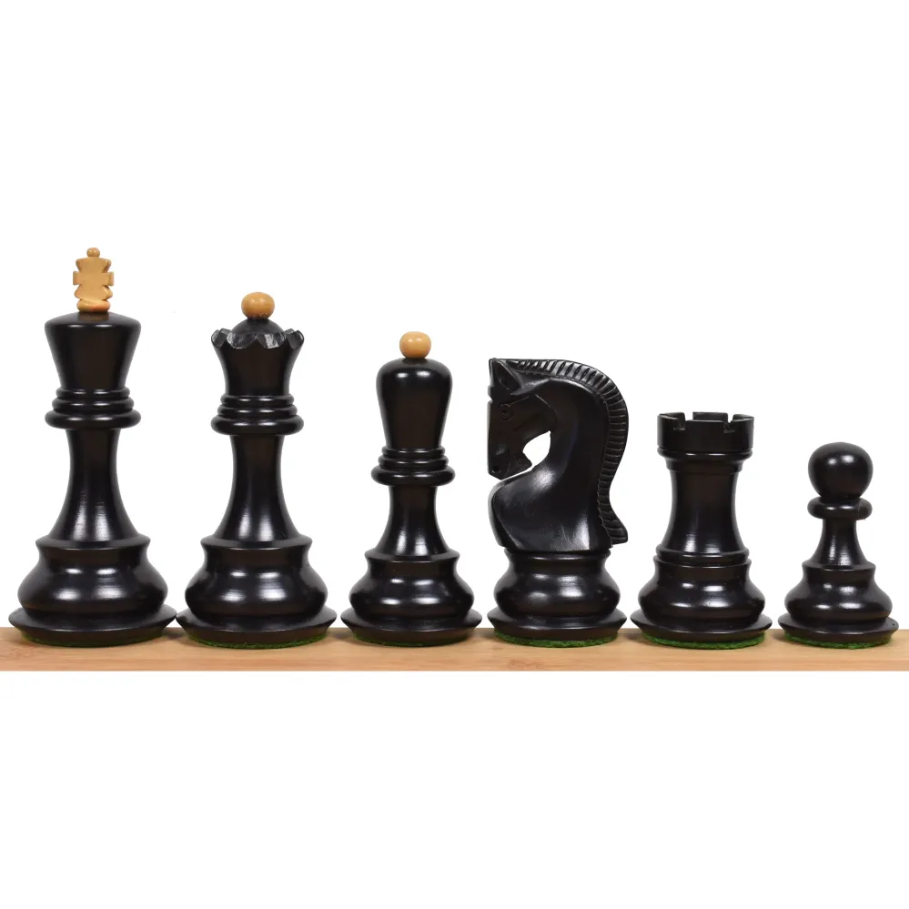3.9" ligeramente imperfecto Juego de Ajedrez Ruso Serie Zagreb 59 - Sólo piezas de ajedrez - Madera ebonizada contrapesada