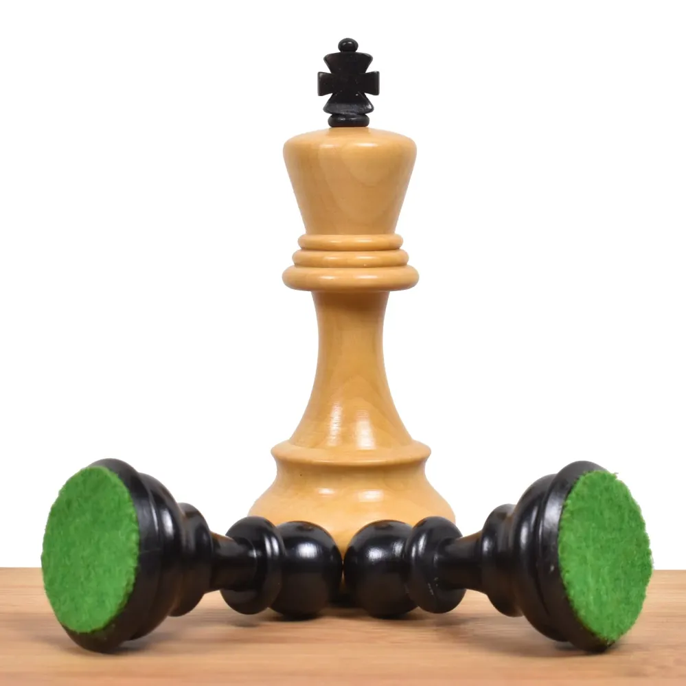 3.9" ligeramente imperfecto Juego de Ajedrez Ruso Serie Zagreb 59 - Sólo piezas de ajedrez - Madera ebonizada contrapesada
