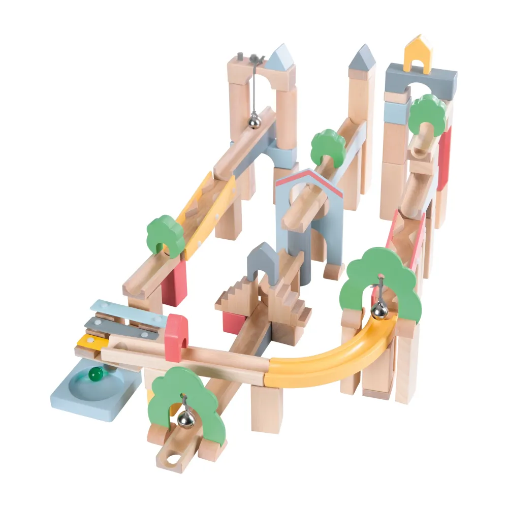 Marble Run Made Wood 60 Pieces Including 20-Piece Expansion Set Landscape Construction | Incluye Mesa y 4 Sillas |