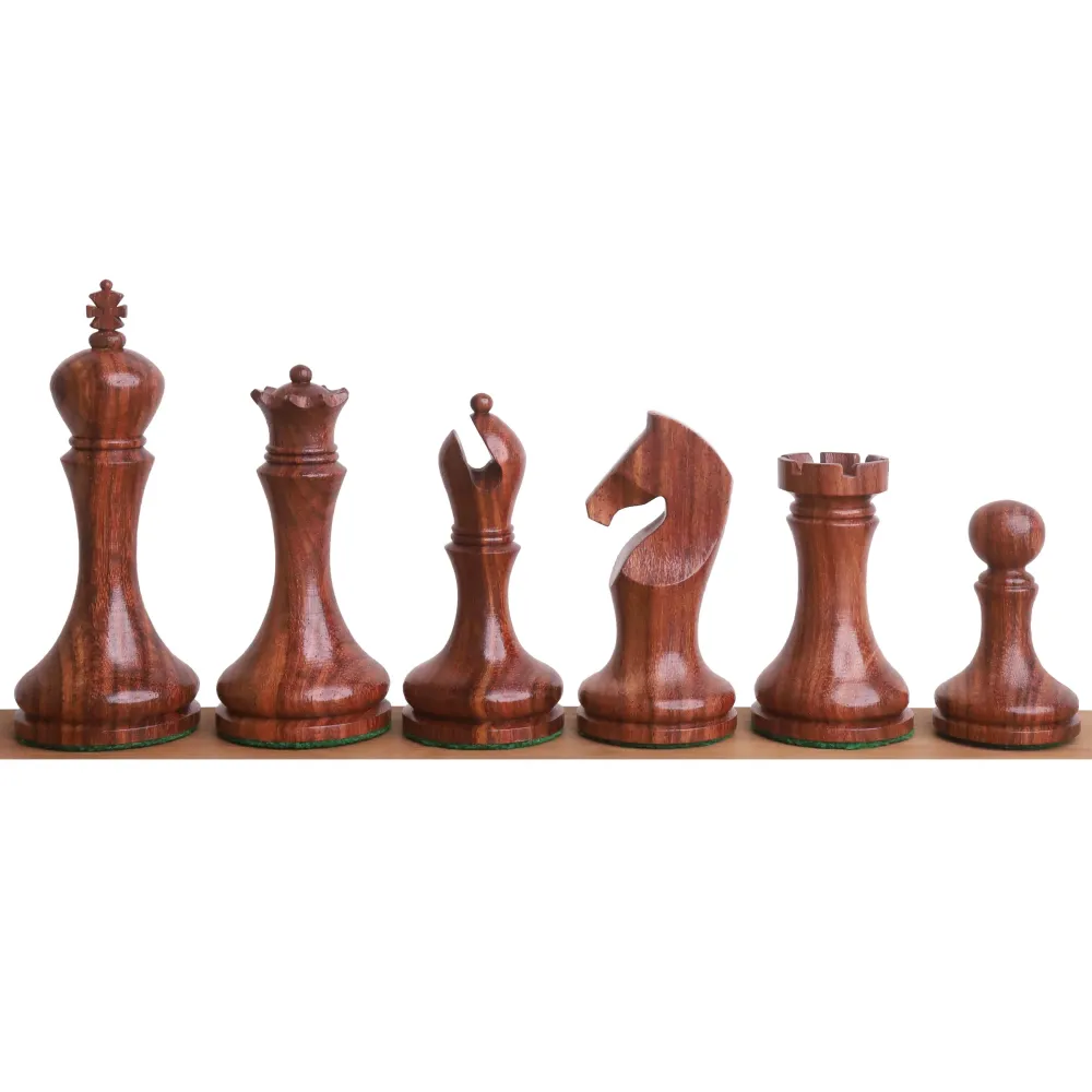 3.9" Serie Zadar Juego de Ajedrez Combo Reciente Minimalista - Piezas en Palisandro Dorado con Tablero sin Bordes y Caja
