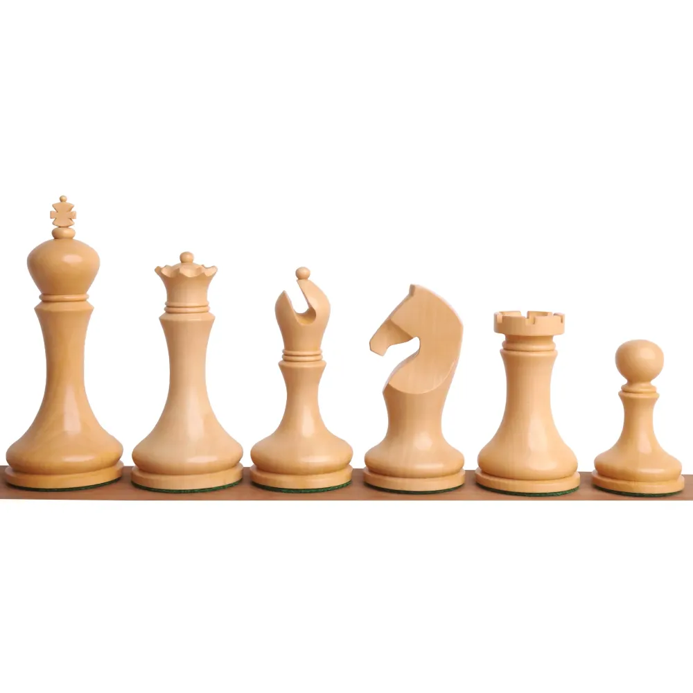 3.9" Serie Zadar Juego de Ajedrez Combo Reciente Minimalista - Piezas en Palisandro Dorado con Tablero sin Bordes y Caja