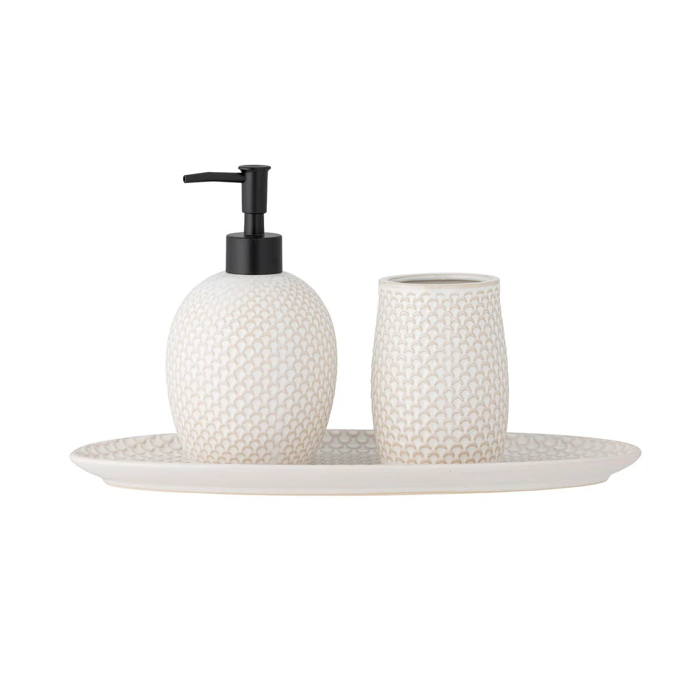 Set con Mesa Bloomingville-Juego de dispensador de jabón HRin, naturaleza, gres