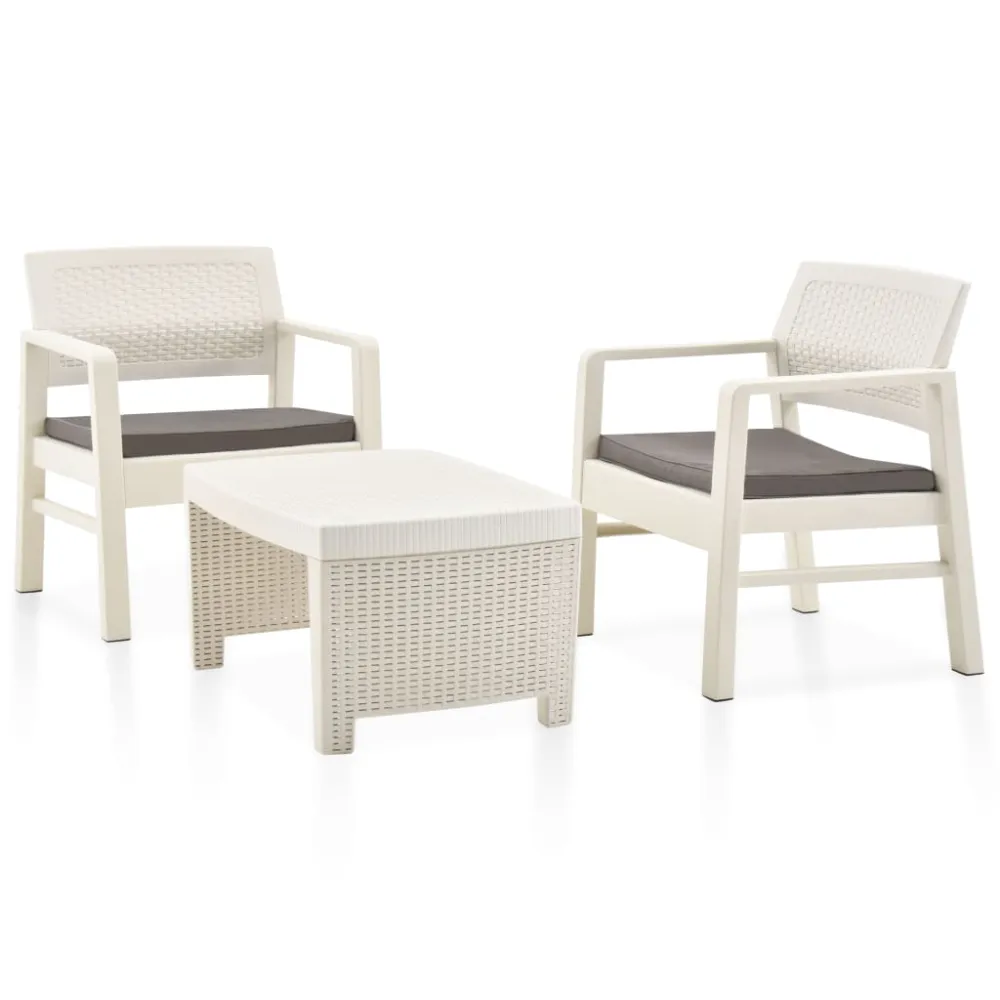 vidaXL juego de muebles de jardín 3 piezas plástico blanco - Incluye Mesa y Sillas