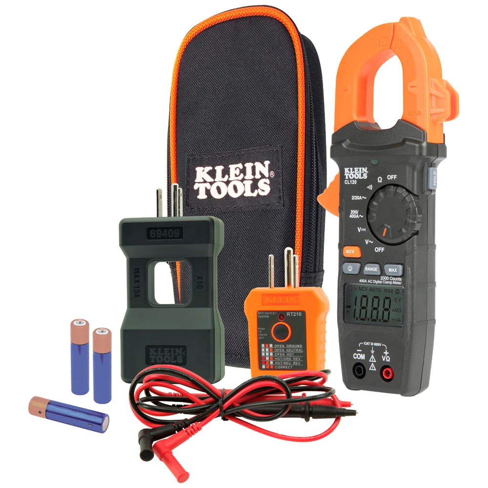Aspirador para Estanque Multímetro De Gancho y Kit De Prueba Eléctrica, Klein Tools CL120KIT
