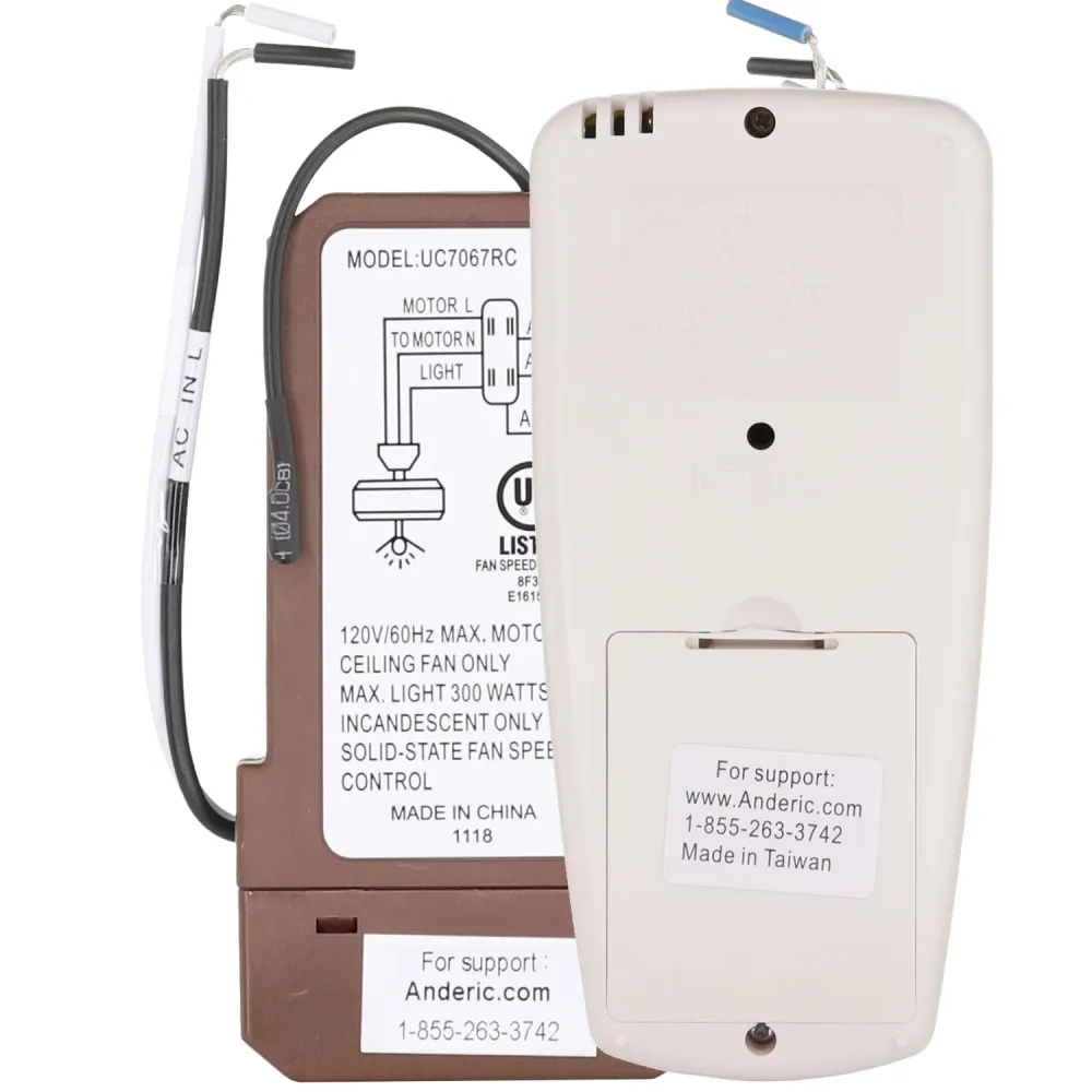 Kit de control remoto para ventilador de techo termostático compatible Anderic CHQ7096TKIT de 3 velocidades con receptor
