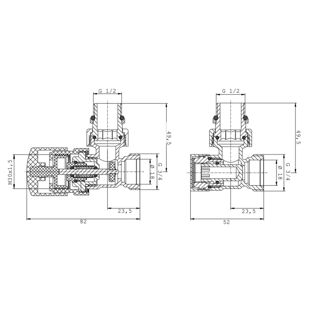 Kit válvula termostatizable y detentor en escuadra 3/4"™' EK con adaptadores 16x2 mm Lazzarini - Blanco con Certificación...