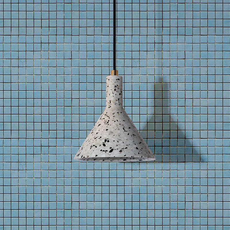 Lampada sospensione Terrazzo Nero/Bianco Lampada sospensione conica con 1 lampadina Kit lampada sospensione nordica su tav...