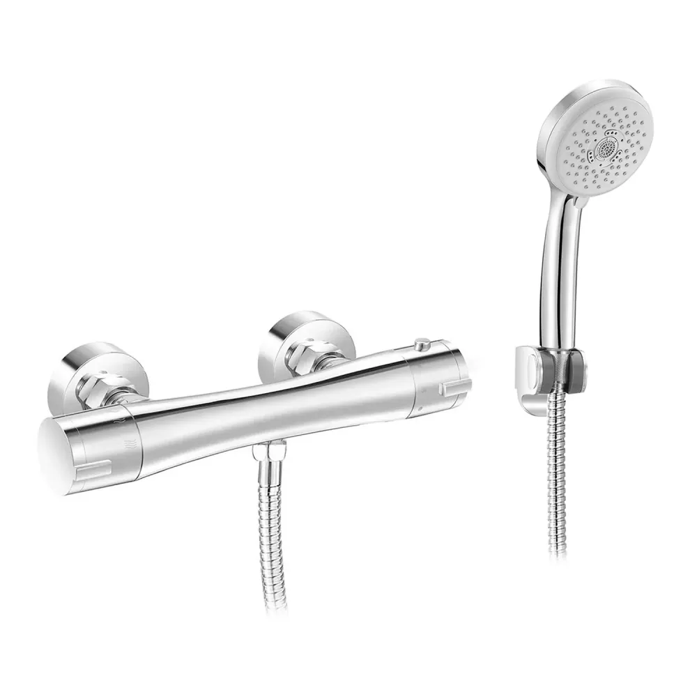 Miscelatore termostatico esterno doccia total di kit doccia con flessibile modello Joe