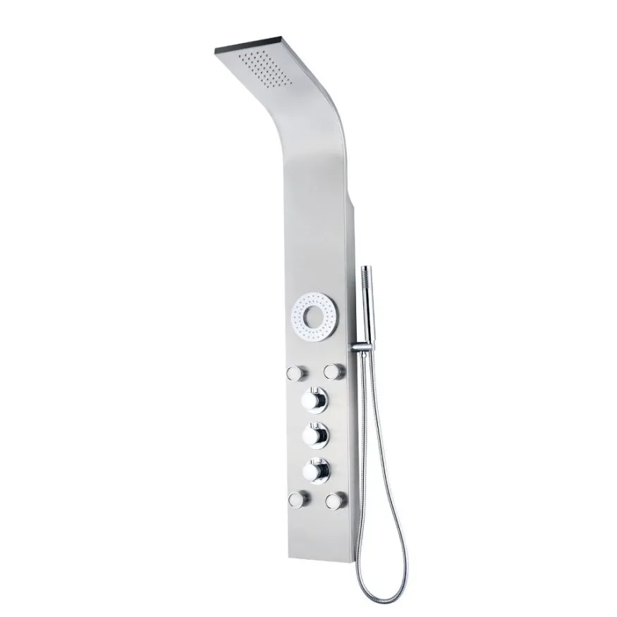 Columna de ducha hidromasaje k2o lusso spa 20x7x140cm acero inoxidable, gri