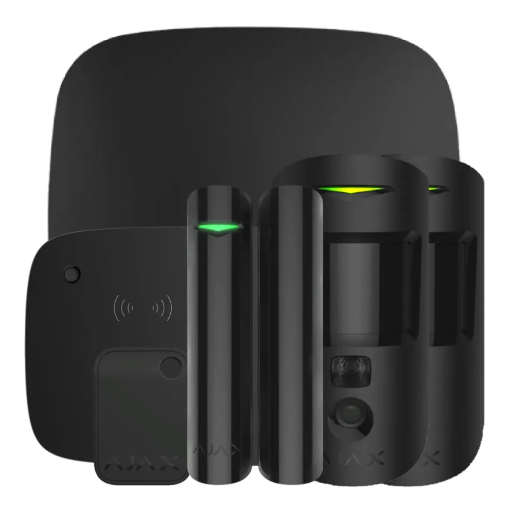 Estante de Cultivo Kit Ajax negro. Hub2 4G + 2MotionCamPHOD + DoorProtect Plus + KeyPadCombi + Tag