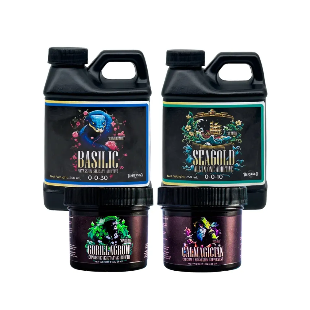 Kit De Aditivos Para Vegetación | Gorilla Grow, Basilic, SeaGold y CalMagician | Kit Completo de Instalación