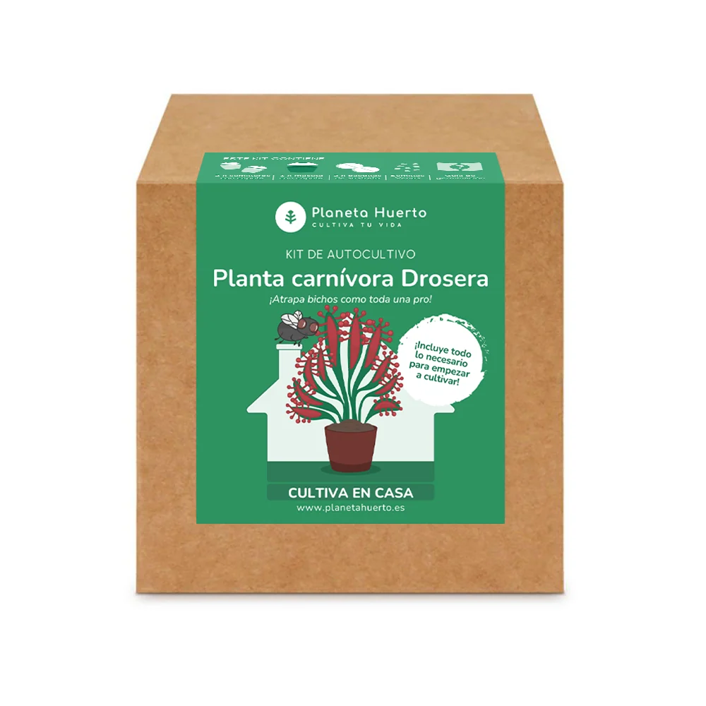 Kit de autocultivo Planta carnívora Drosera Planeta Huerto con 3 Cabezales de Riego