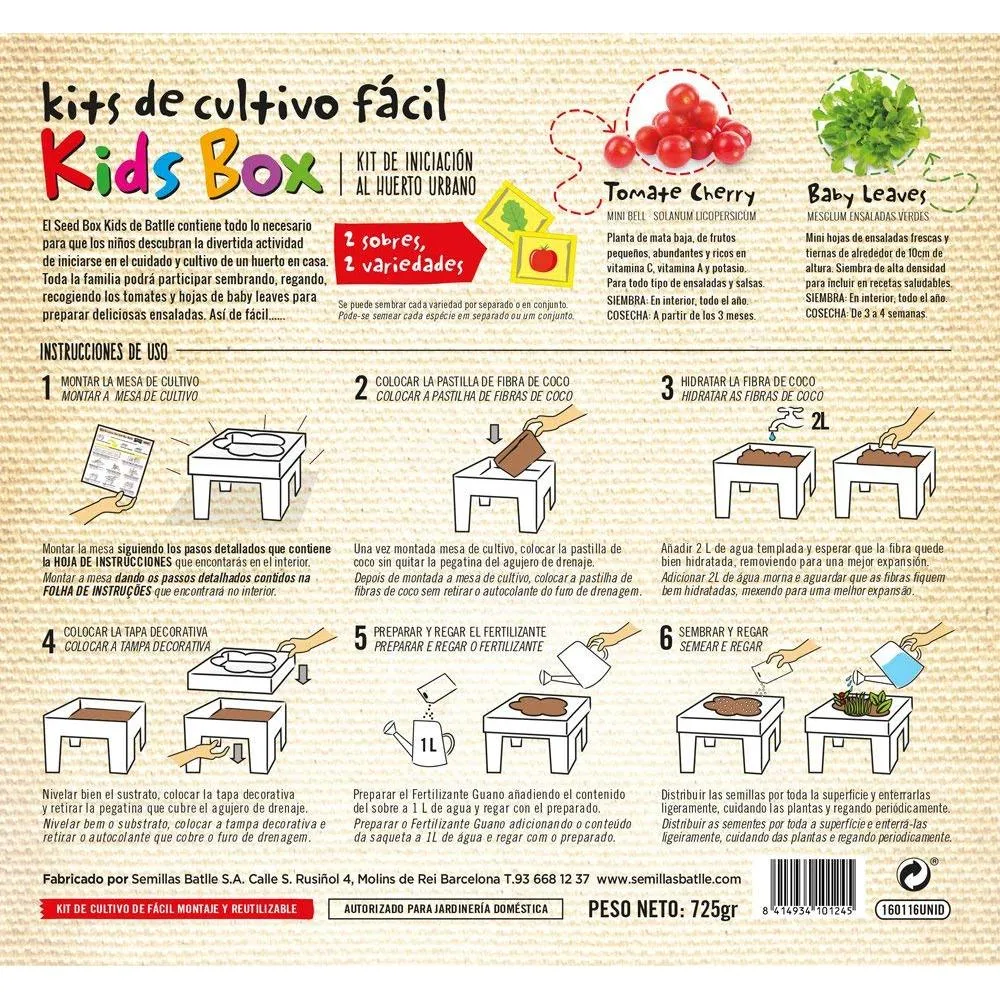 Kit de cultivo para niños Seed Box Kids Batlle | Temporizador Programable |