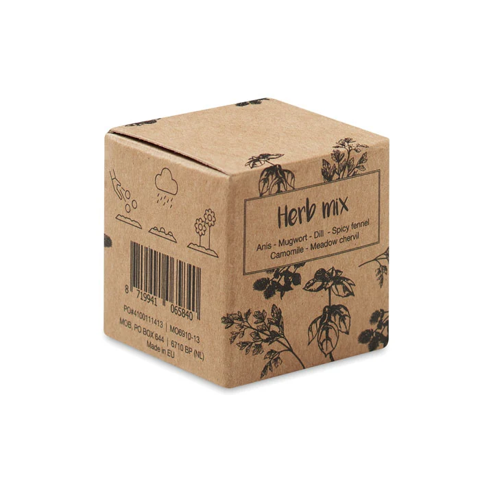 Kit de Cultivo de Semillas de Hierbas Aromáticas en Caja de Cartón para Personalizar Made Europe Exclusivo Eventos y Campa...