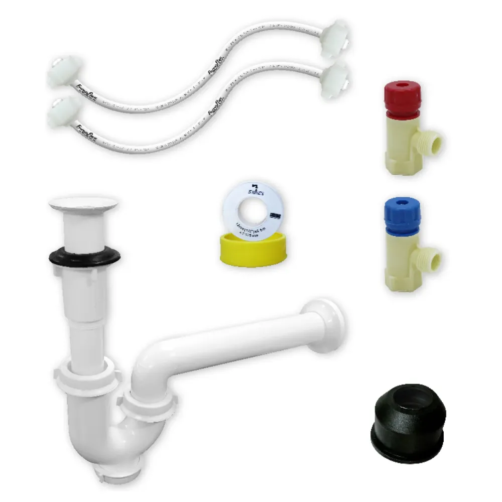 Kit De Instalacion Para Lavabo Con Cespo-Facil Rejilla Blanca, FF Polimacx 1/2" x 45 cms. (3190) con Sistema de Drenaje