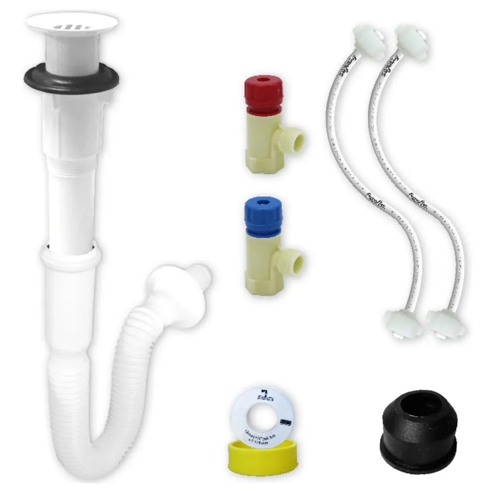 Kit De Instalacion Para Lavabo Con CespoPractick Rejilla Blanca, FF Polimax 1/2" x 45cms. (3290) con Sensor de Humedad