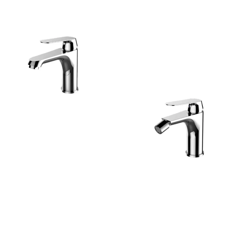 Kit mezcladores lavabo+bidé en latón cromado con desagüe pop-up serie Sky Keller Taps para Plantas de Sombra