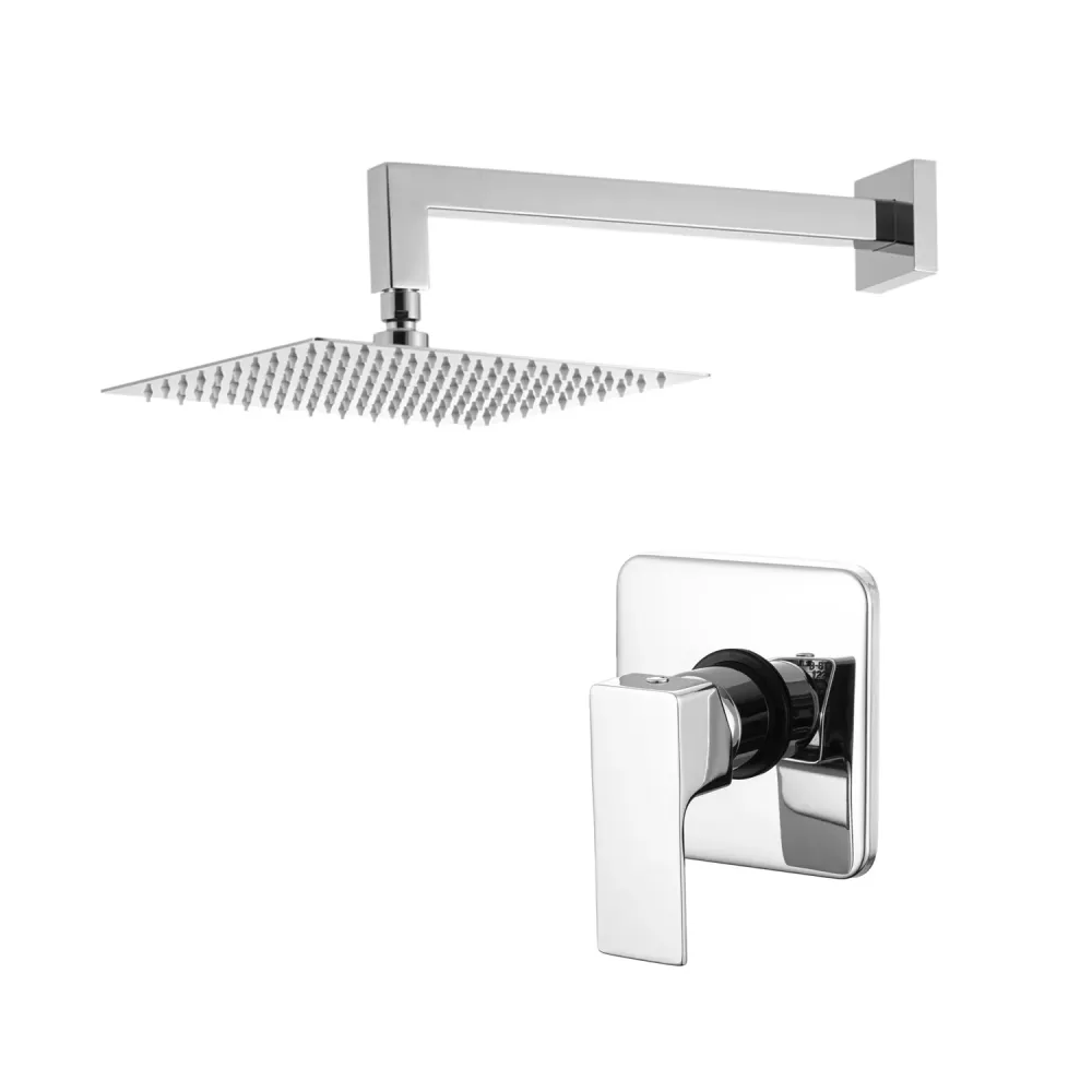 Lámpara LED de Espectro Completo Kit de ducha empotrado de una ví con cabezal cuadrado de 200 mm cromado Nix