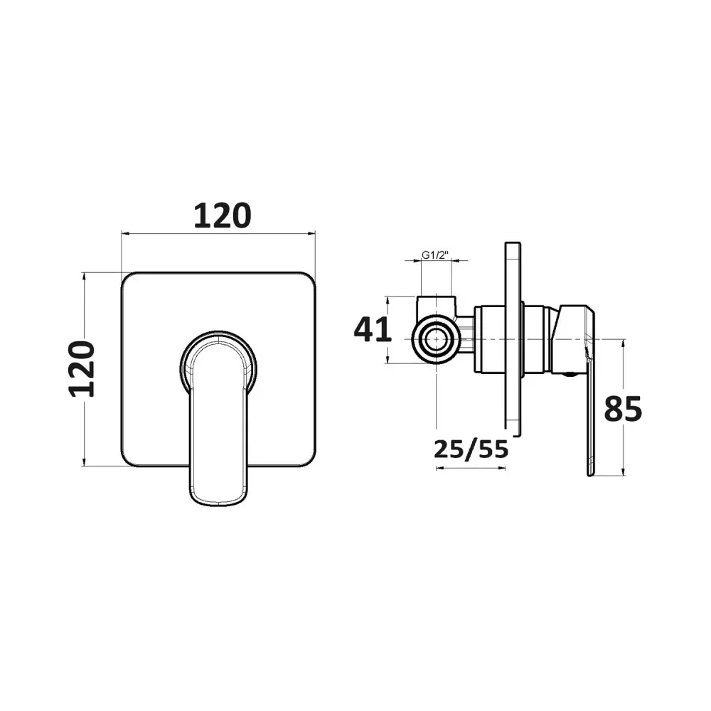 Lámpara LED de Espectro Completo Kit de ducha empotrado de una ví con cabezal cuadrado de 200 mm cromado Nix