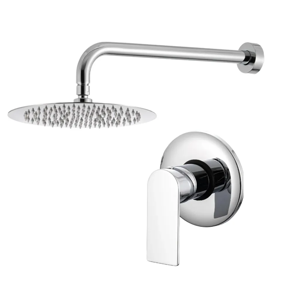 Soporte Ajustable Kit de ducha empotrado de una ví con rociador redondo de 300 mm en latón cromado Ottomix