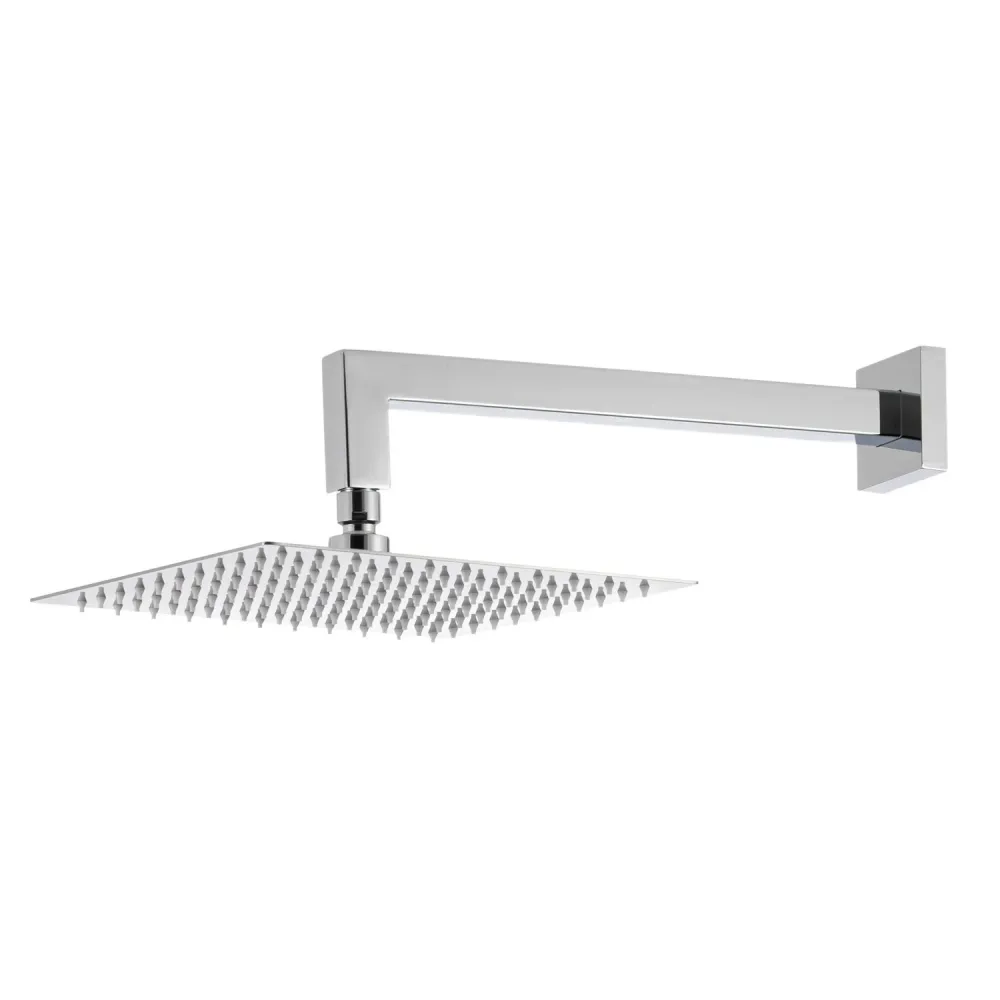 Soporte Ajustable Kit de ducha empotrado de 2 vías con cabezal cuadrado de 250mm en latón cromado Fire