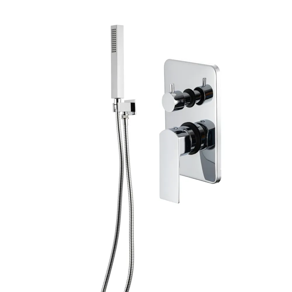 Soporte Ajustable Kit de ducha empotrado de 2 vías con cabezal cuadrado de 250mm en latón cromado Fire