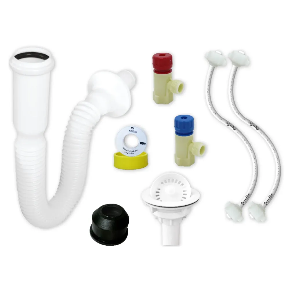 Sustrato Especializado Kit De Instalacion Para Fregadero Con Cespopractik, Canasta Blanca, FF Polimax 1/2" x 45cms. (3159)