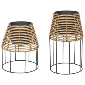 Conjunto de 2 macetas con patas borago ratán sintético 20/21 cm genuino
