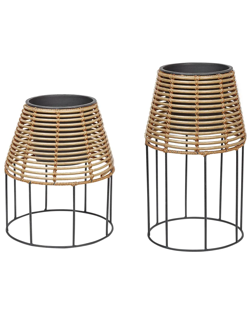 Conjunto de 2 macetas con patas borago ratán sintético 20/21 cm genuino