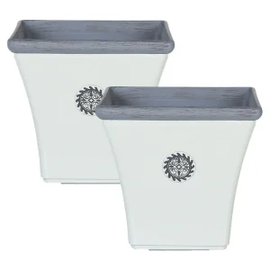 Conjunto de 2 macetas elateia piedra 37 cm blanco