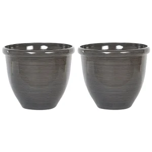 Conjunto de 2 macetas tesalia piedra 49 cm marrón