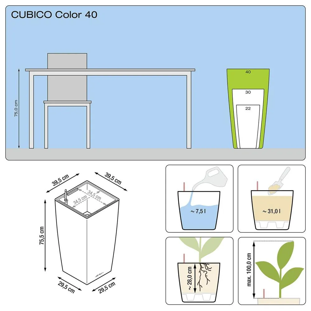 Cubico color 40 - kit total, nuez moscada 8 l 75 cm con Drenaje Mejorado