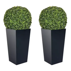 Doble set de Maceta alta 35 L Prosperplast Urbi Square de plástico CON depósito en color Antracita, 55 (alto) x 29,5 exten...
