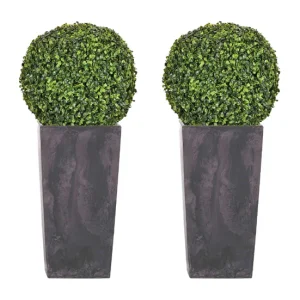 Doble set de Maceta alta 35 L Prosperplast Urbi Square Effect de plástico CON depósito en color Antracita, 55 (alto) x 29,...
