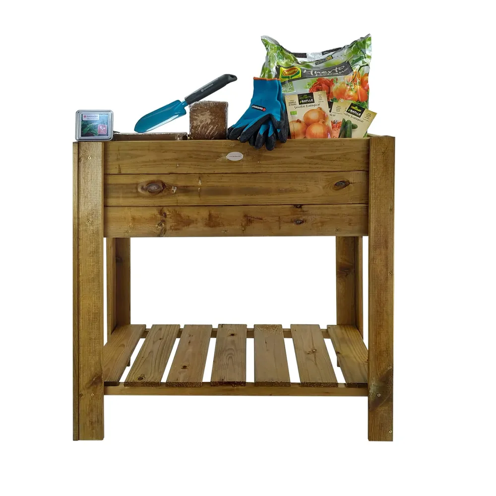 Huerto urbano de madera Gardiun fácil grove 75 l 40x80x88 cm kit iniciación de Cerámica Artesanal