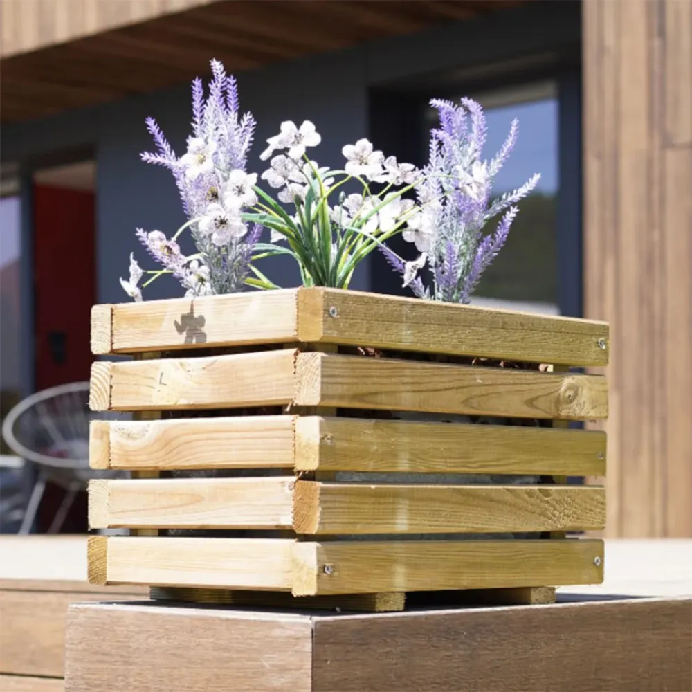 Jardinera de madera rectangular 40 cm Kub 17 L para Cultivo de Hierbas