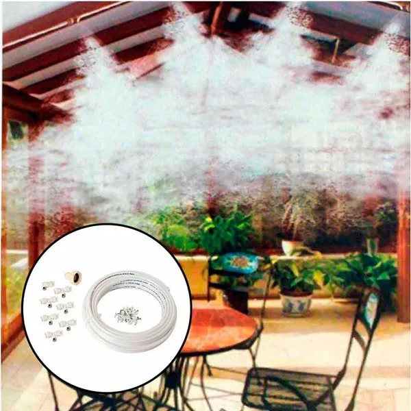 Jardineras de Balcón Colgantes Kit de nebulización Saturnia con accesorios blanco 15 m