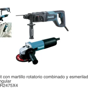 Jardineras de Terracota Esmaltada Kit Con Martillo Rotatorio Combinado y Esmeriladora Angular, Makita HR2475X4