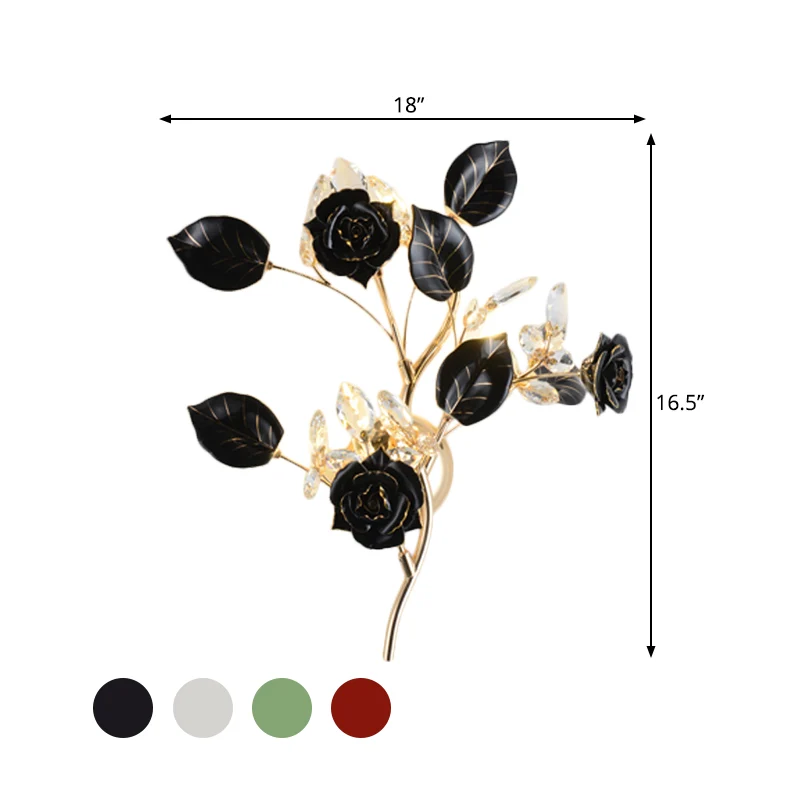 Kit de iluminación de pared de cerámica con 3 cabezales, diseño coreano de flores de jardín, con vid dorada en negro/blanc...