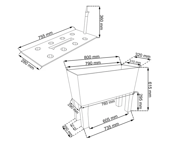 Maceta alta 72 L Prosperplast Rato case high de plástico en color Blanco, 65 largo x 80 (ancho) x 33 (profundo) cms