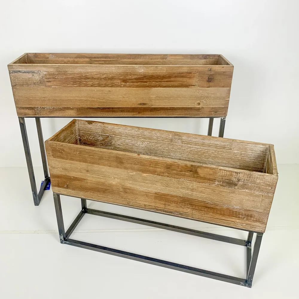 Resistente la Intemperie Jardineras elevadas de madera y acero – Set de 2 tamaños