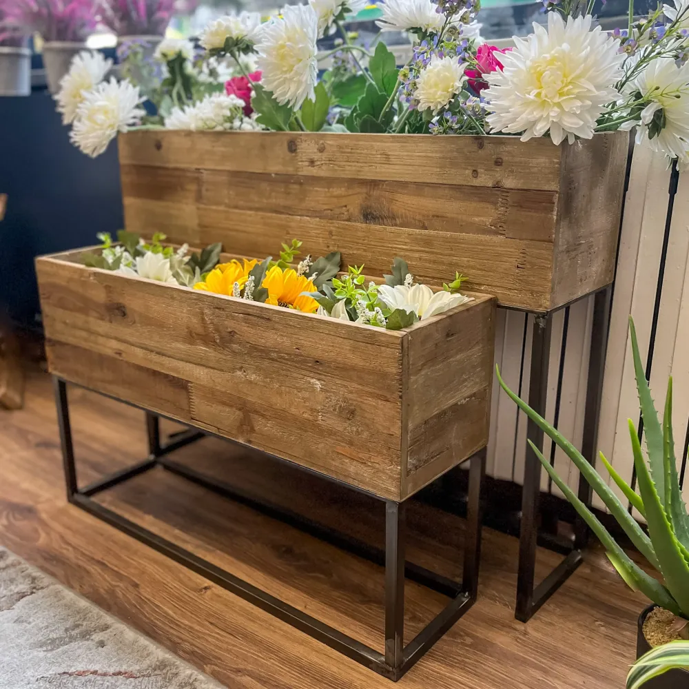 Sistema de Jardín Vertical Modular Jardineras elevadas de madera y metálico – Set de 2 tamaños