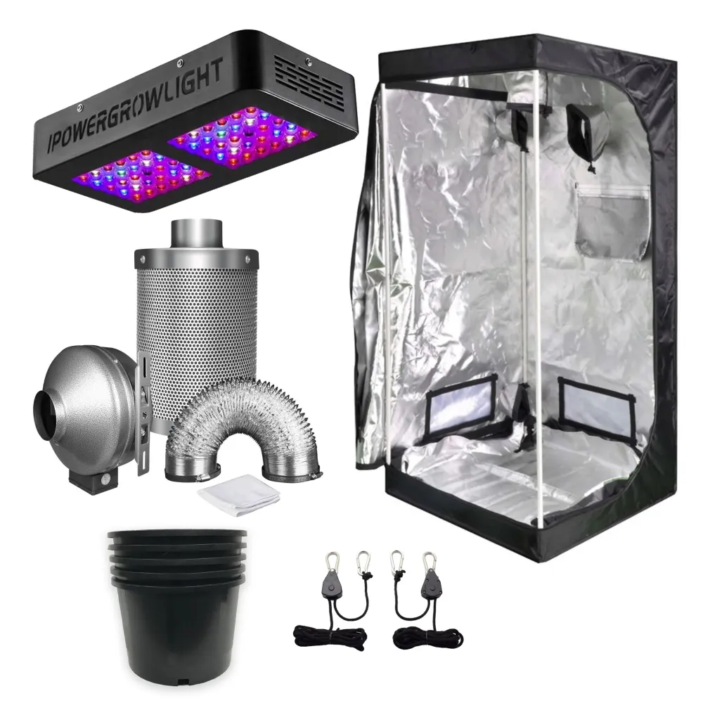 Kit De Auto Cultivo Chico | Armario De Cultivo, Lampara LED, Sistema De Ventilación y Accesorios con Mayor Cosecha