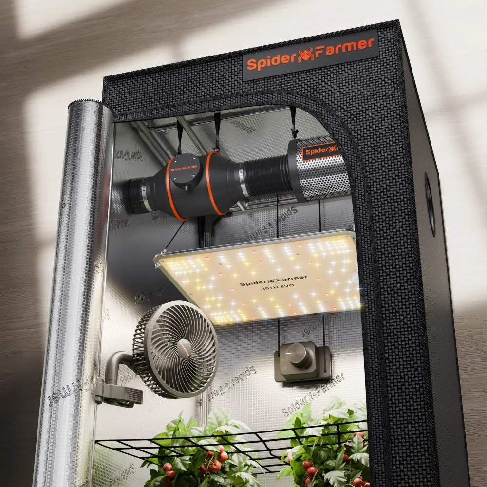 Kit De Cultivo | Spider Farmer - SF-1000, Armario De Cultivo, Ventilación Y Medidores con Garantí del Fabricante