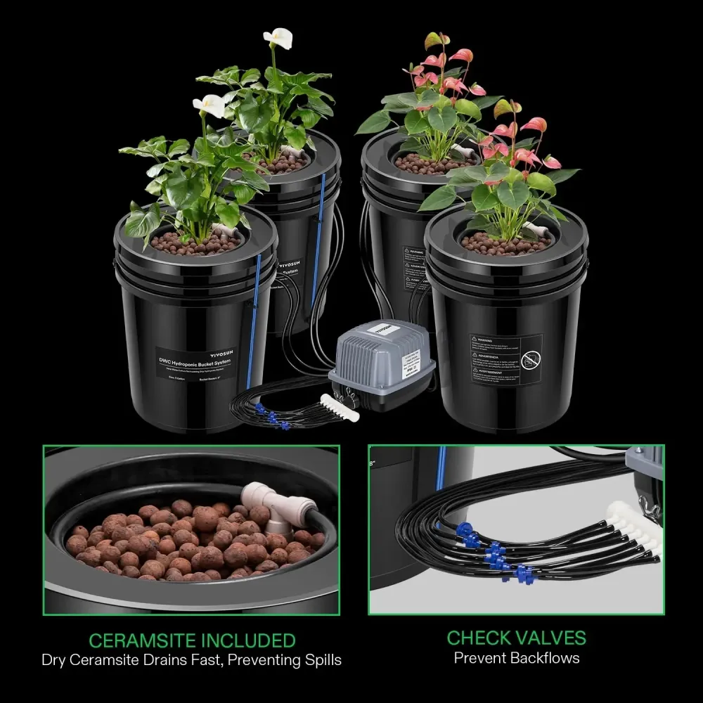 Kit Hidropónico DWC POT 5 galones - Vivosun para Cultivo de Lechugas