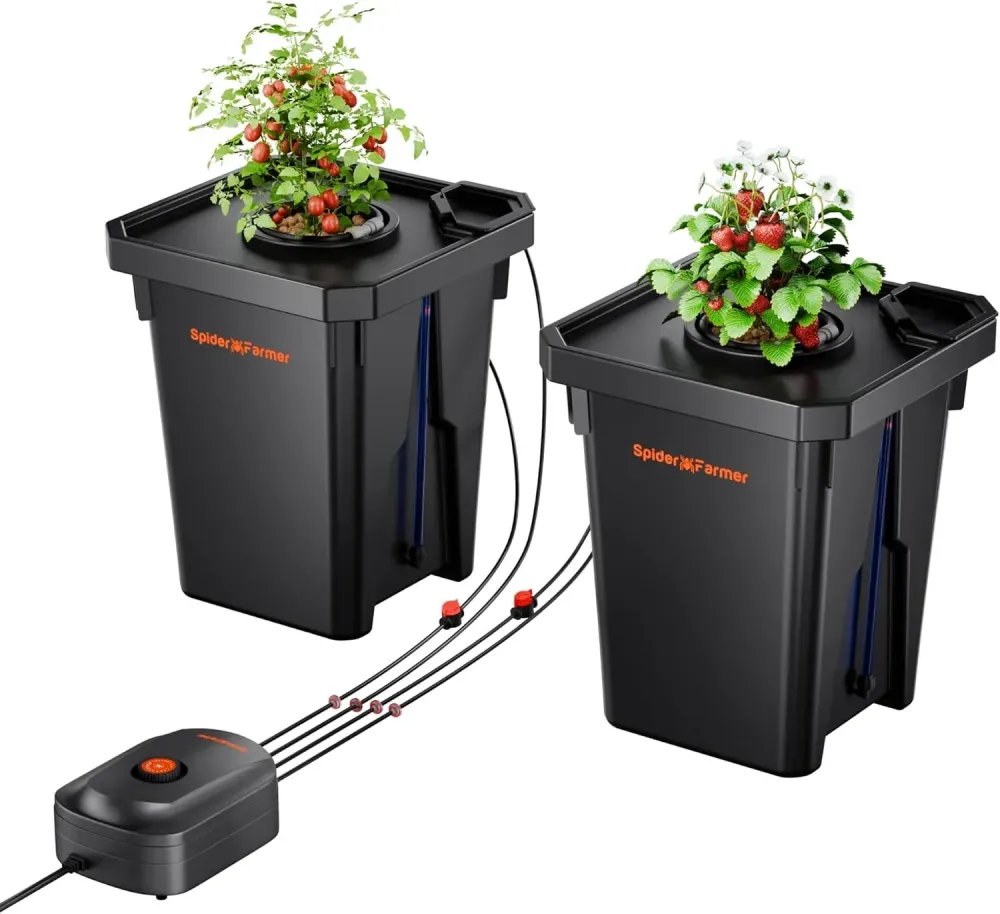 Profesional Certificado Sistema Hidropónico DWC Spider Farmer con Multirriego Insuperable – Kit de 2 Cubetas de 7 Galones...
