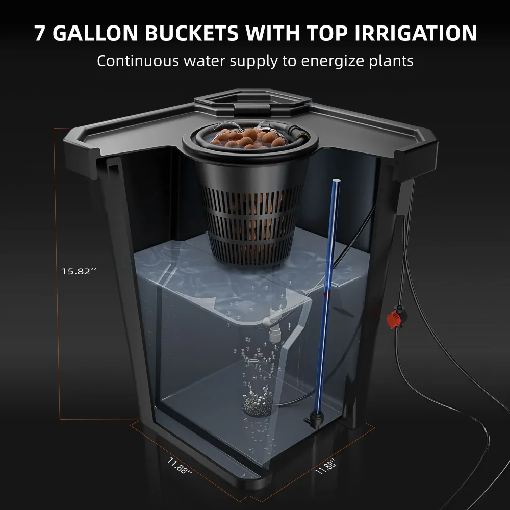 Sistema Hidropónico DWC Spider Farmer con Multirriego – Kit de 4 Cubetas de 7 Galones con Bomba de Aire de 15W HydroGrow