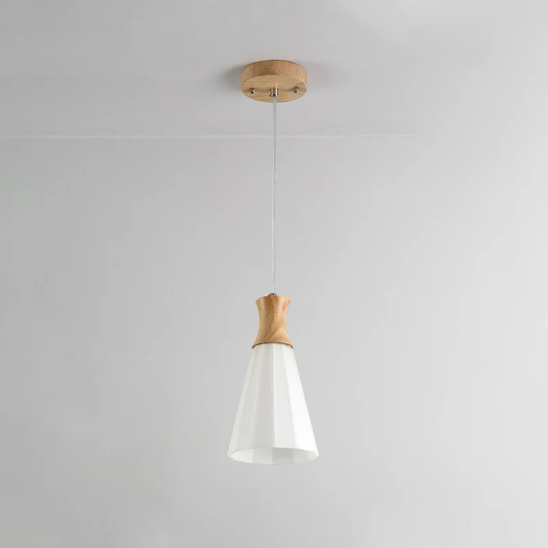 Aspirador para Estanque Lámpara colgante de cono, lámpara colgante de madera de 1/3 bombillas de vidrio lechoso nórdico co...